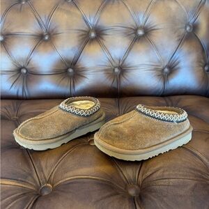 UGG Tan and Cream Slip-On Shoes